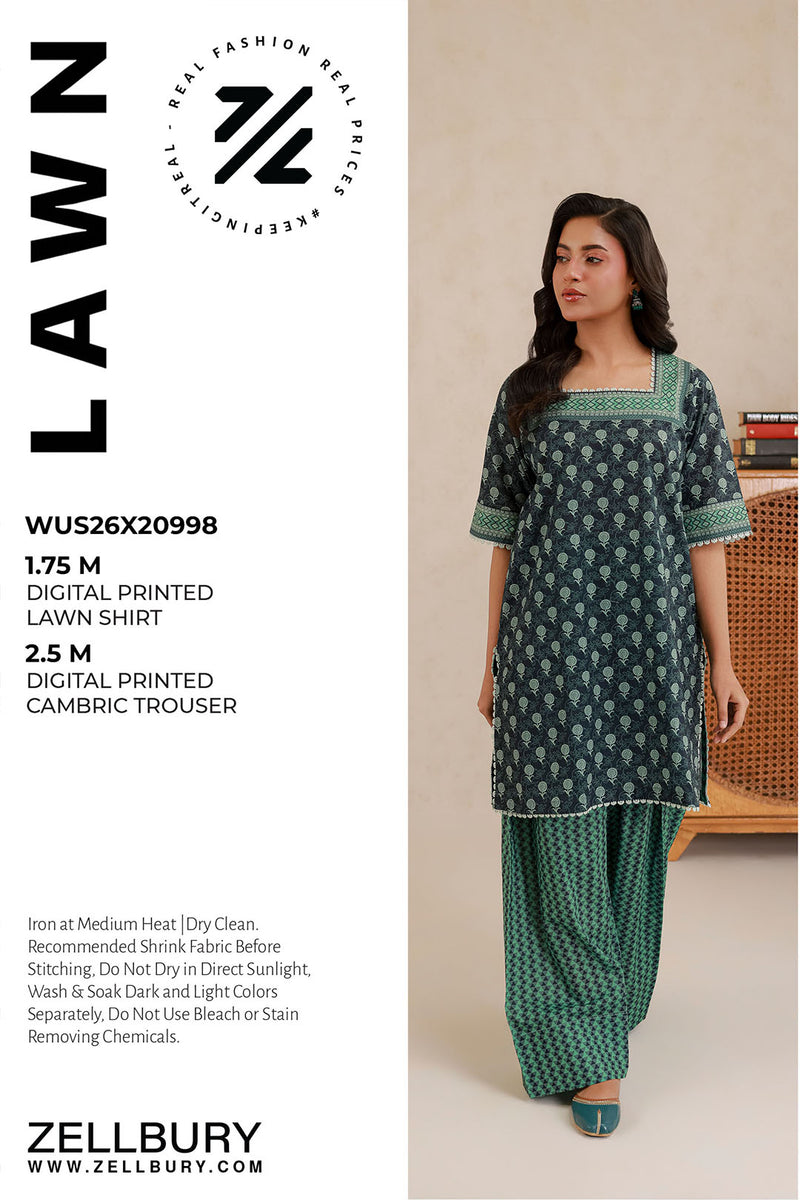 Zellbury D.C:-WUS26X20998 Digtal Printed Lawn 2Pcs Collection