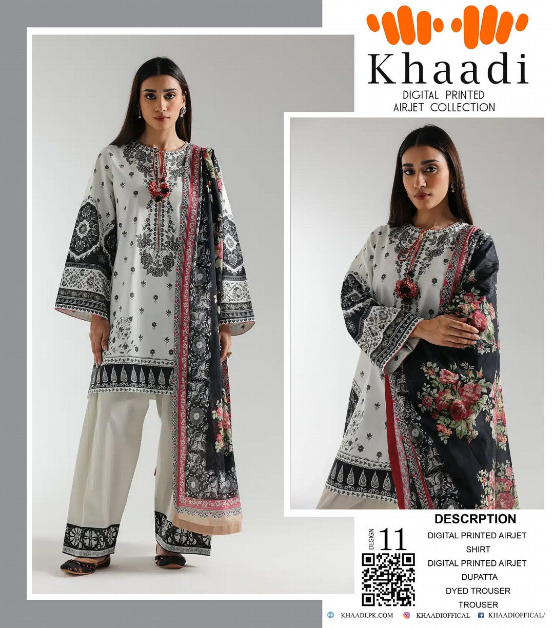 GulAhmed,Khaadi,Zellbury,Ego,Salitex,CrossStitch,Nishat,Firdous,Baroque,Maria.B,Alkaram ,SanaSafinaz Printed Unstitched 3P in 1299π΅π°π
