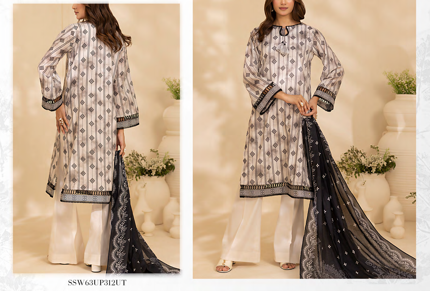 Salitex 100% Original Lawn ❤️ MONOCHROME B&W by SANA& SARA