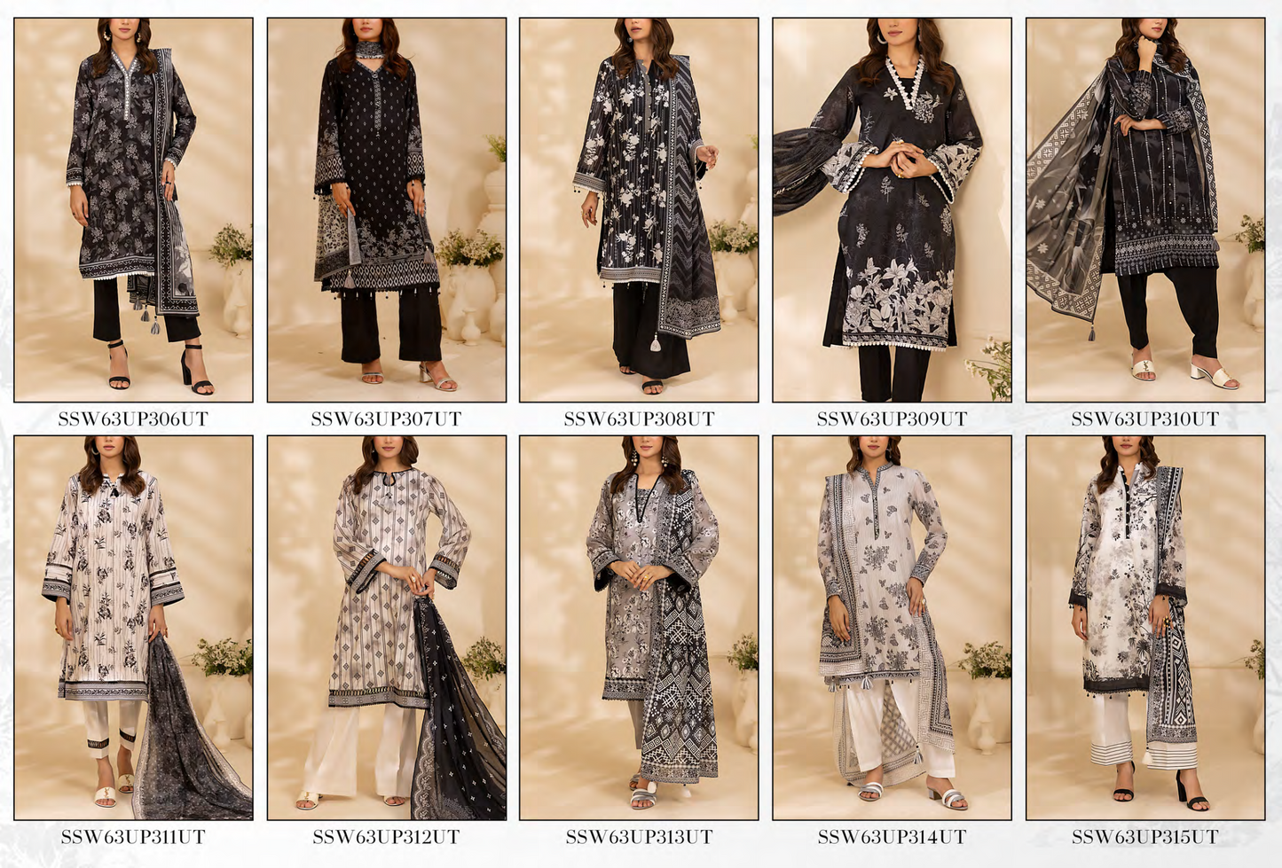 Salitex 100% Original Lawn ❤️ MONOCHROME B&W by SANA& SARA