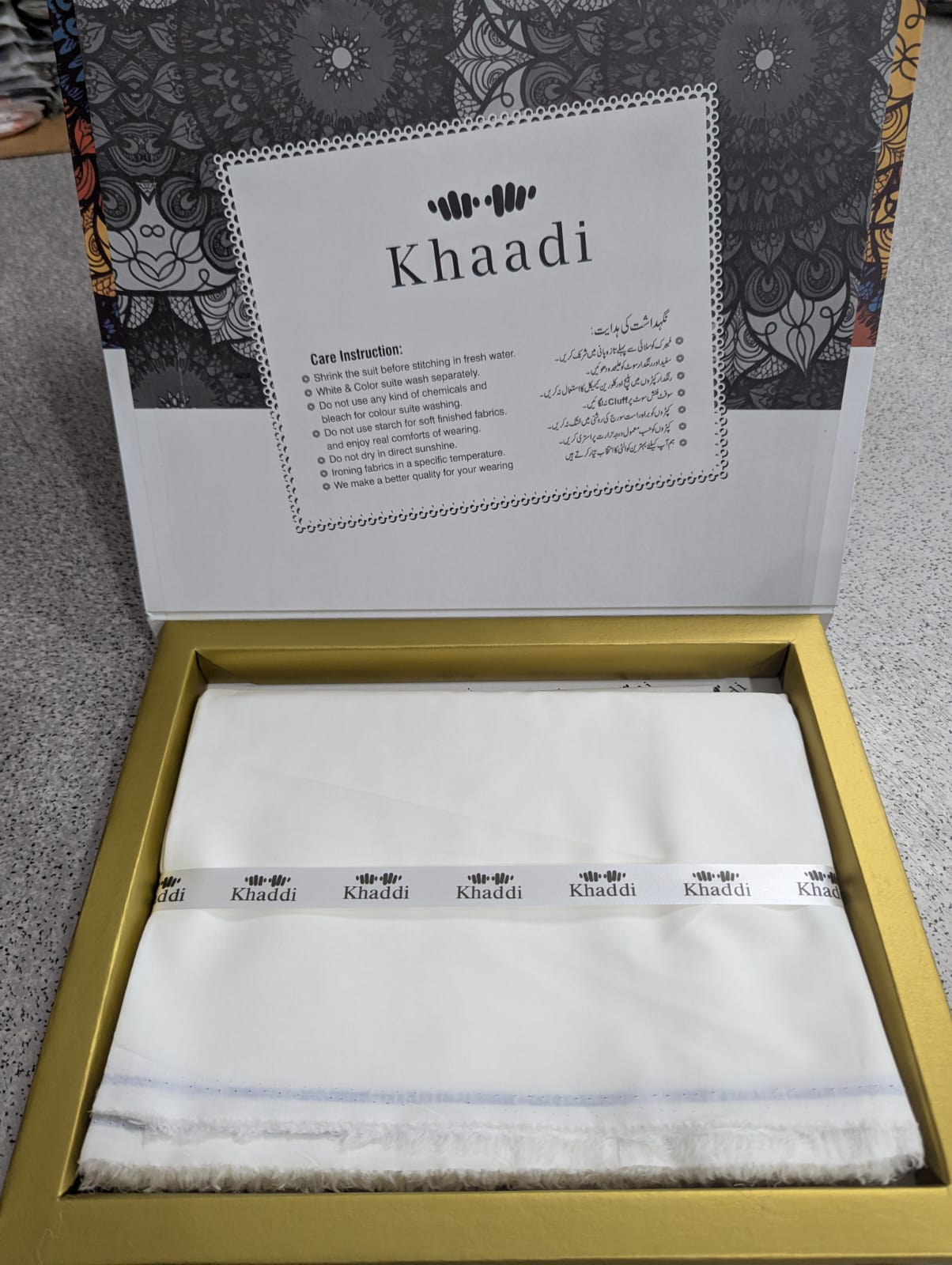 Khaadi Gents With Box Unstitched Soft Cotton