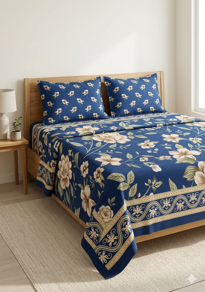 SALONIKA PURE COTTON BEDSHEETS Most Demanding Collection Full Printed King Size Bedsheets