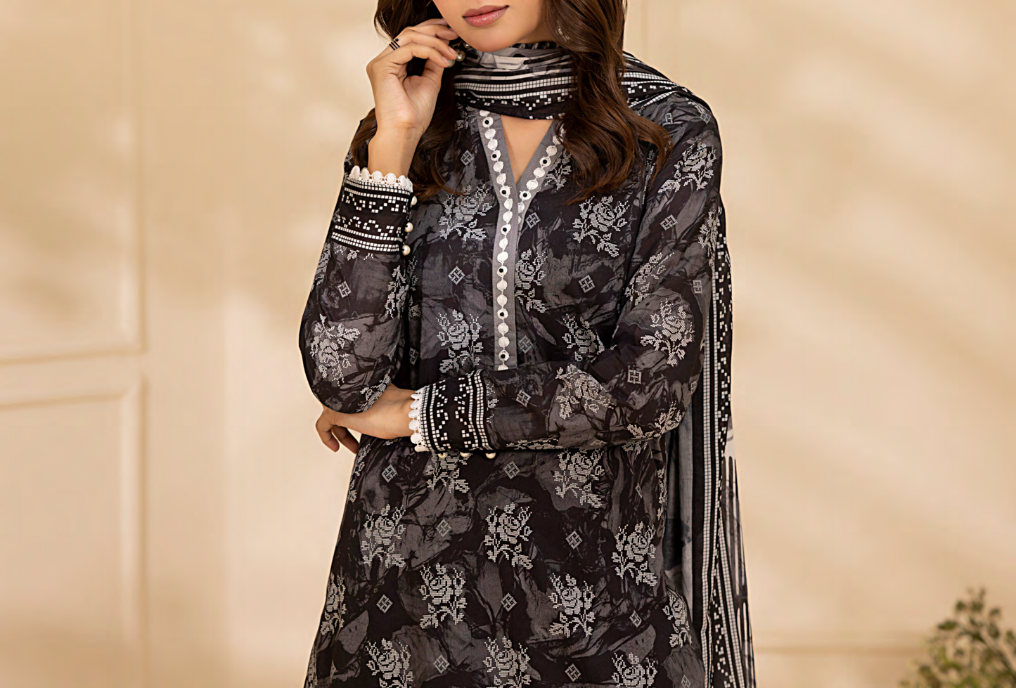 Salitex 100% Original Lawn ❤️ MONOCHROME B&W by SANA& SARA