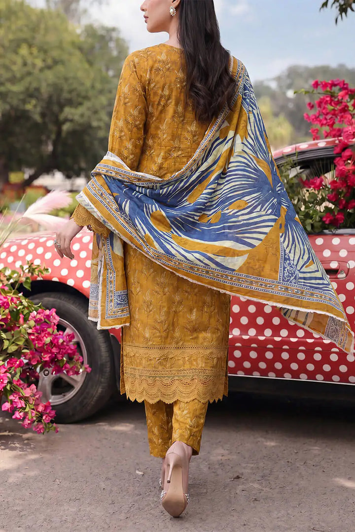 Floral Fusion By Almeerah D-7 - 3Pcs Printed Stripe Collection