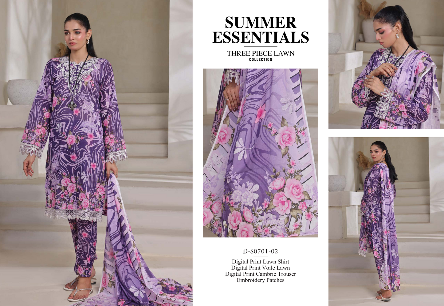 MOOSAJEE EMBROIDERY PATCH ORIGINAL CUTWORK LAWN 3PIECE ๐๐ฅ