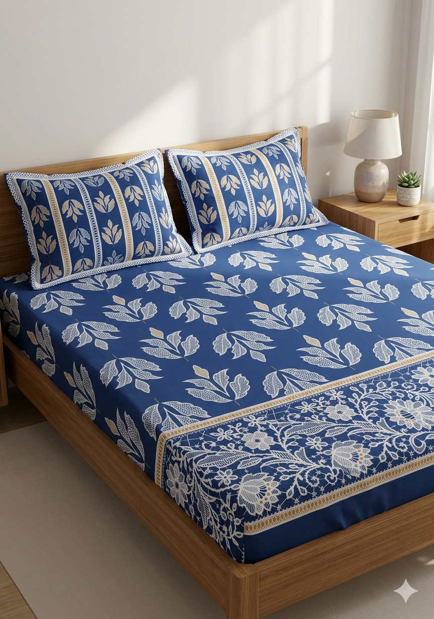 SALONIKA PURE COTTON BEDSHEETS Most Demanding Collection Full Printed King Size Bedsheets