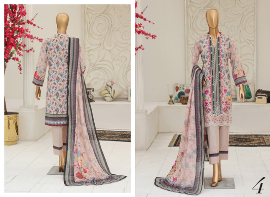 MTF Digital Printed Embroidered Lawn Collection 2026 Design No: 4