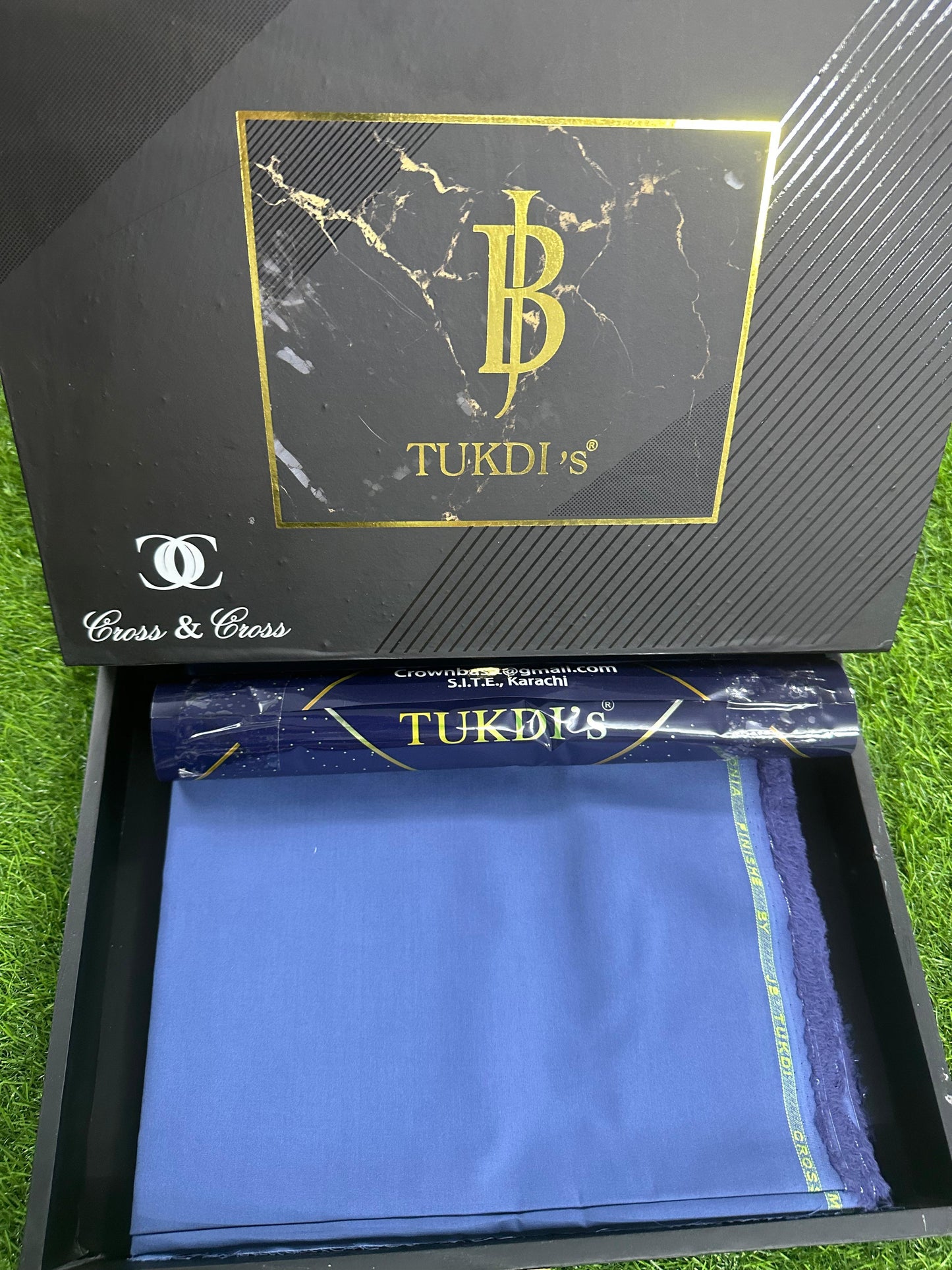 J B TUKDI Unstitched Pure Cotton Stuff | Color: Sky blue