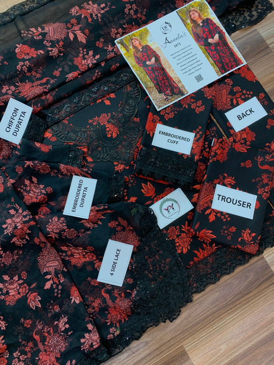 Aneela's Elegant 3PC Unstitched Lawn Suit Collection