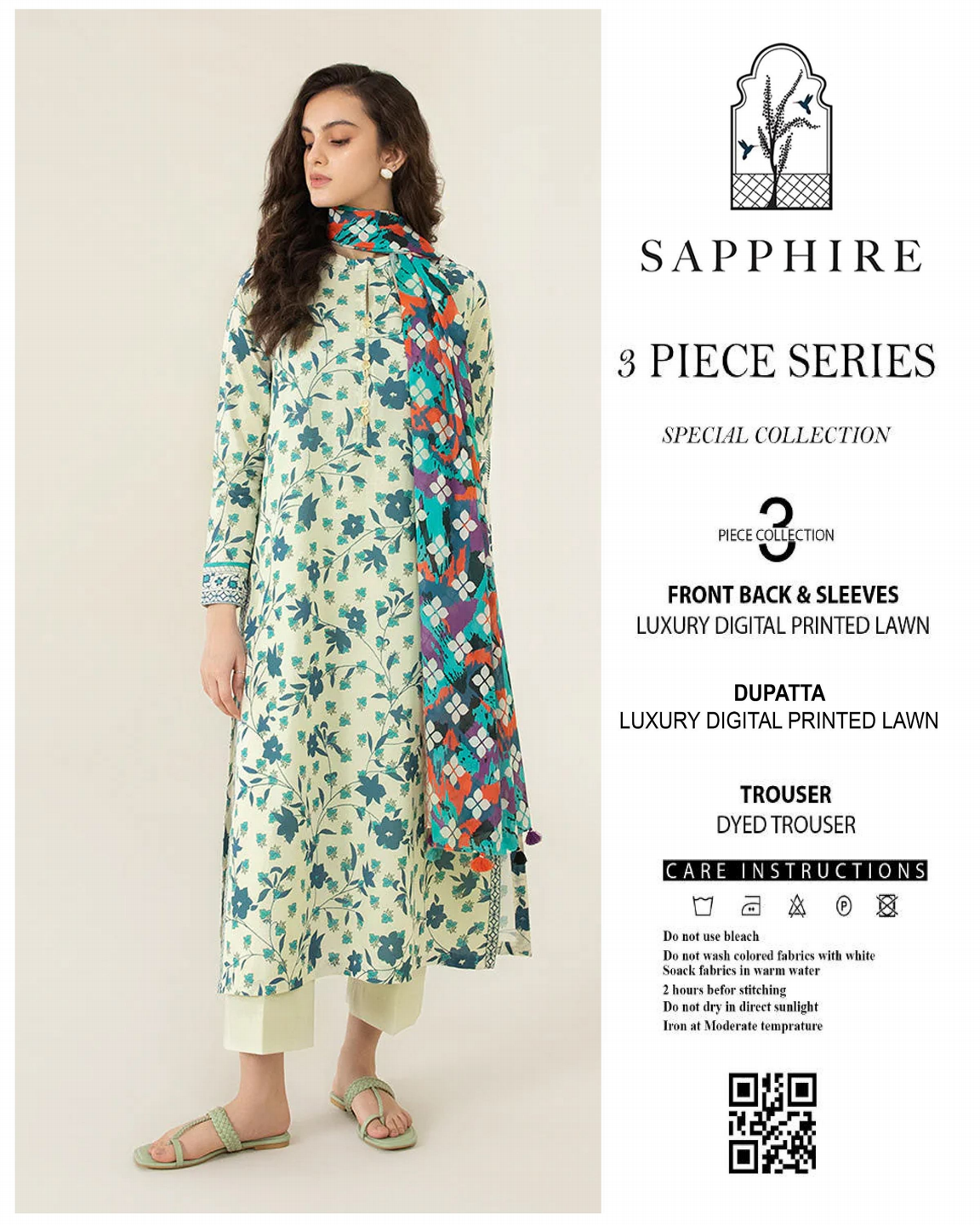 Sapphire Unstitched Lawn 3 Pieces in Wholesale Price π₯β€οΈ