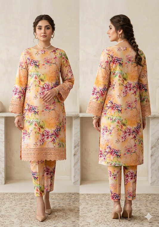 Mix Brand – Premium Unstitched Collection Digital Printed All-Over 2-Piece Suit