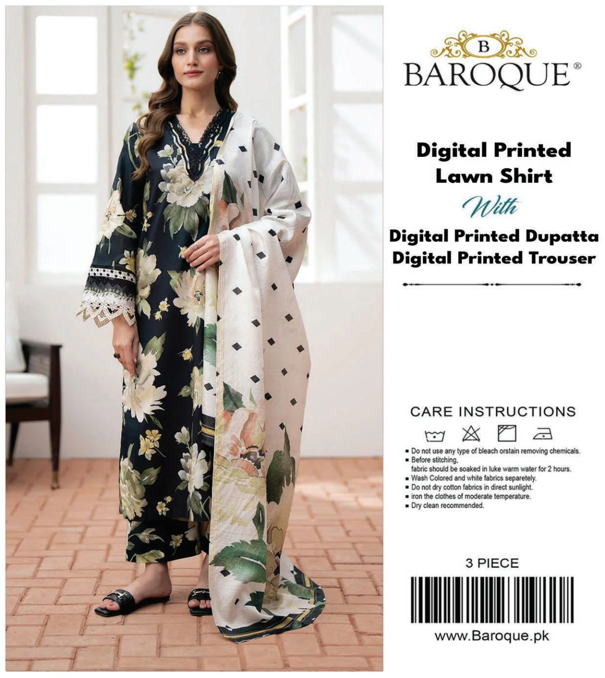Baroque Unstitched Lawn 3 Pieces in Wholesale Price 🔥❤️