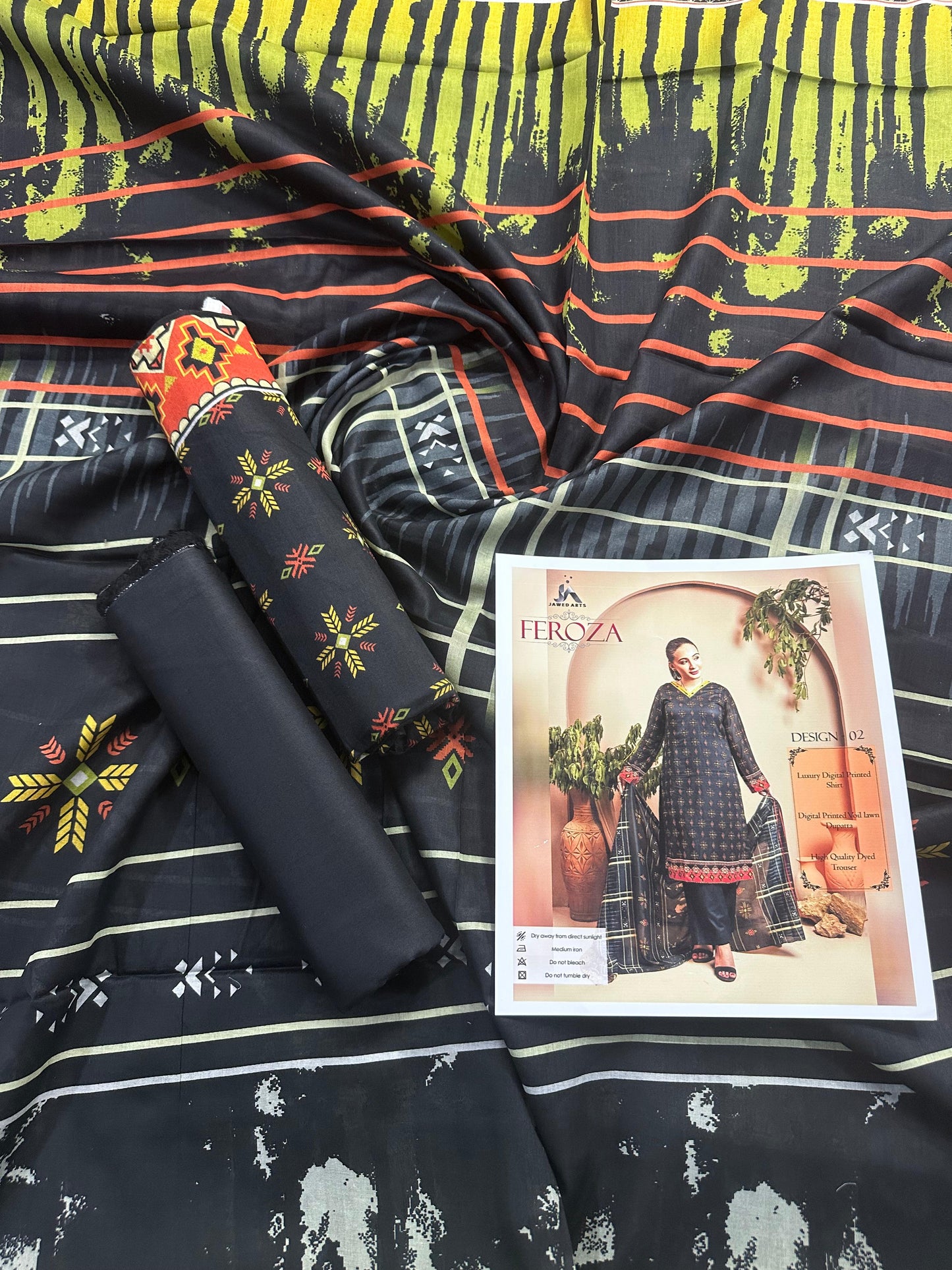 JAWED ARTS FEROZA β 3PC UNSTITCHED SUIT Design: 2