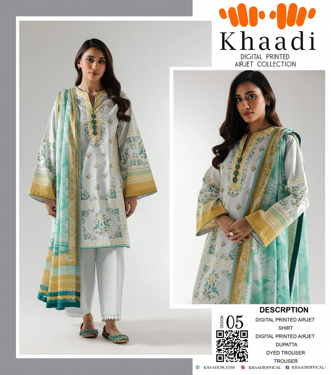 GulAhmed,Khaadi,Zellbury,Ego,Salitex,CrossStitch,Nishat,Firdous,Baroque,Maria.B,Alkaram ,SanaSafinaz Printed Unstitched 3P in 1299π΅π°π