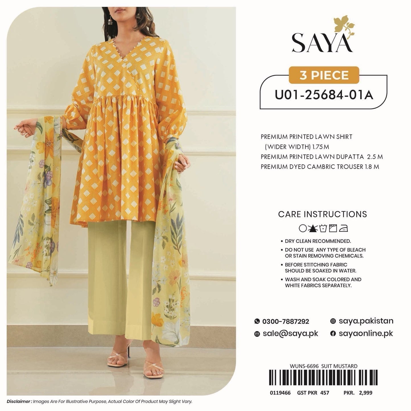 Saya Unstitched Printed 100% Original Cotton 3 PCs Suit In WHOLESALE PRICE π―β¨