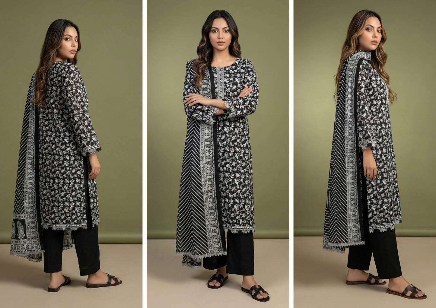 Salina Black & White Lawn Collection Vol-2 Design # 7