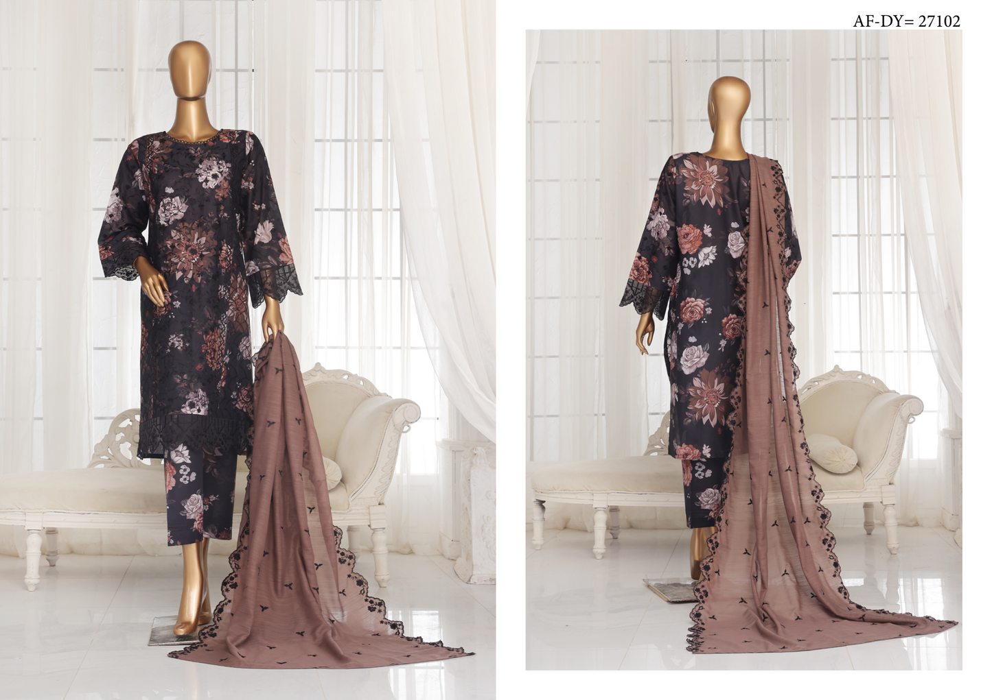 Aifa Daisy ChikanKari Unstitched 3 PIECE πβ