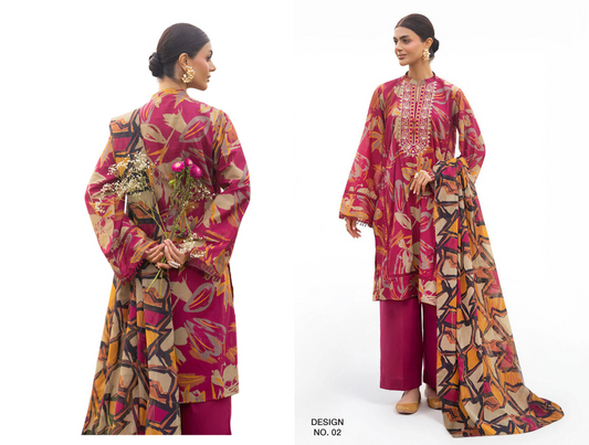RUQAYYAHS – Digital Printed Embroidered Lawn Collection 2026 Design # 02