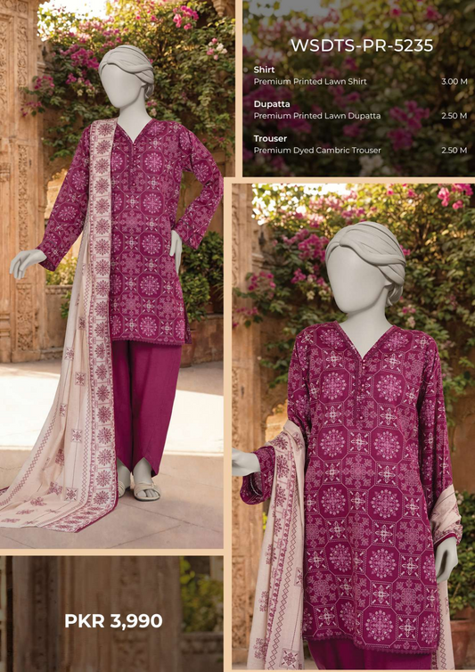MTJ Original(WSDTS-PR-5235) Printed Lawn Unstitched Collection – Summer 2026
