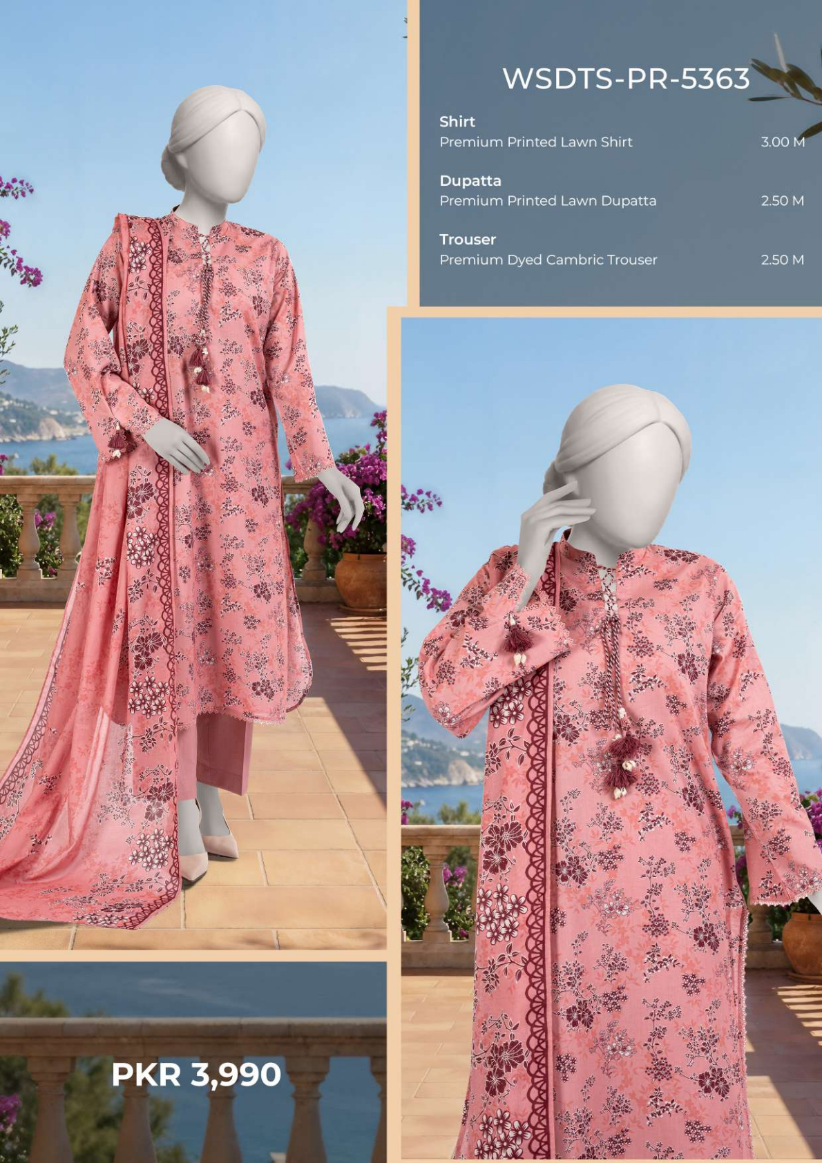 MTJ Original (WSDTS-PR-5363) Printed Lawn Unstitched Collection β Summer 2026