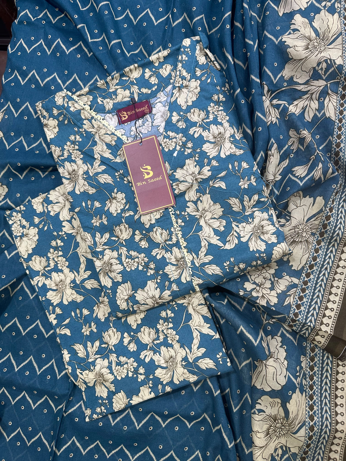Bin Saeed Teal Stitched 3Pcs