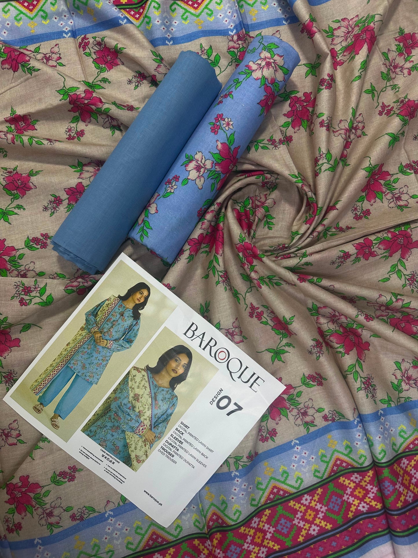 Baroque light Blue D-07 Printed Lawn Collection