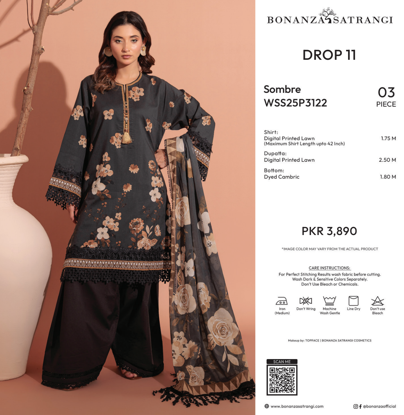 Bonanza Satrangi Unstitched Sombre - 3 Pc (WSS25P3122) 🔥🥰