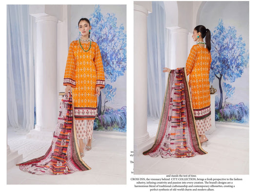 Identic Cross-inn Unstitched 3 Piece 💗🌷