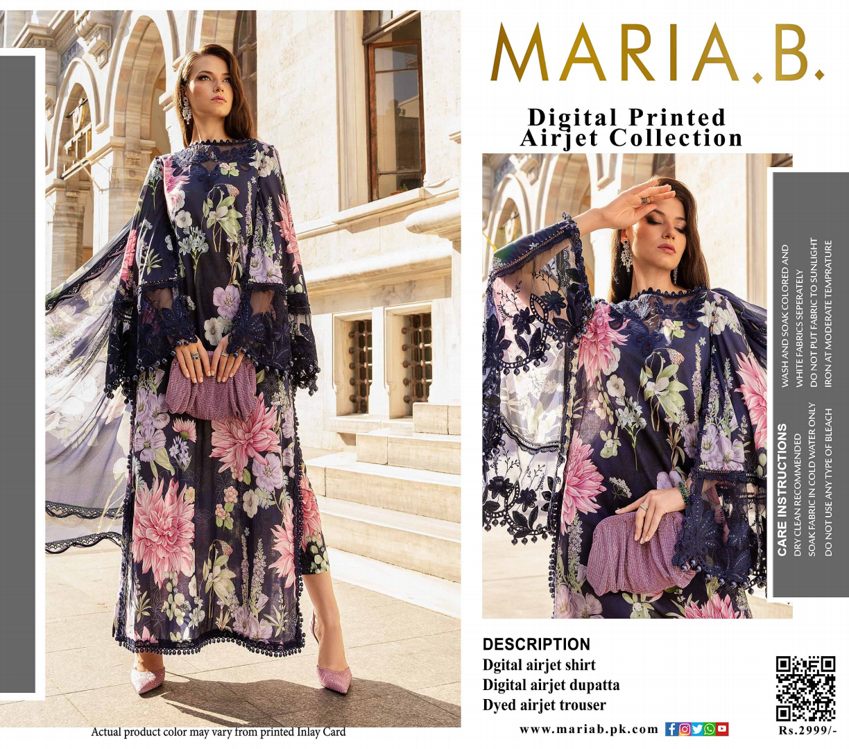 Maria.B Unstitched Printed 3PCs