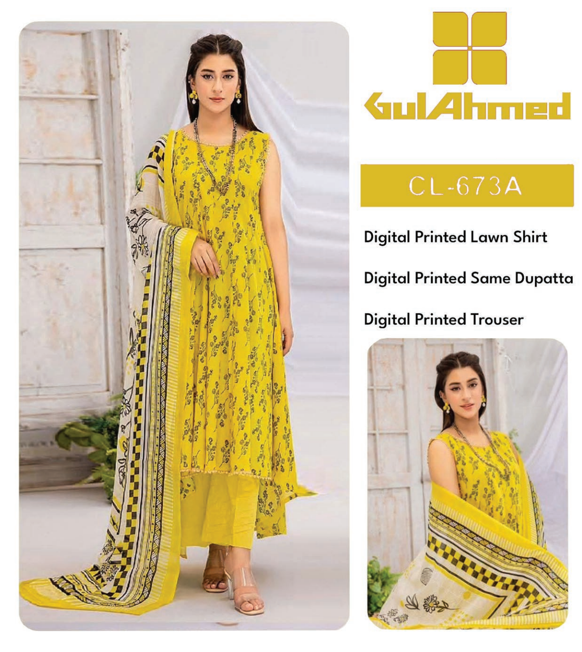 GulAhmed Lawn Printed 3PC In Wholesale Price
