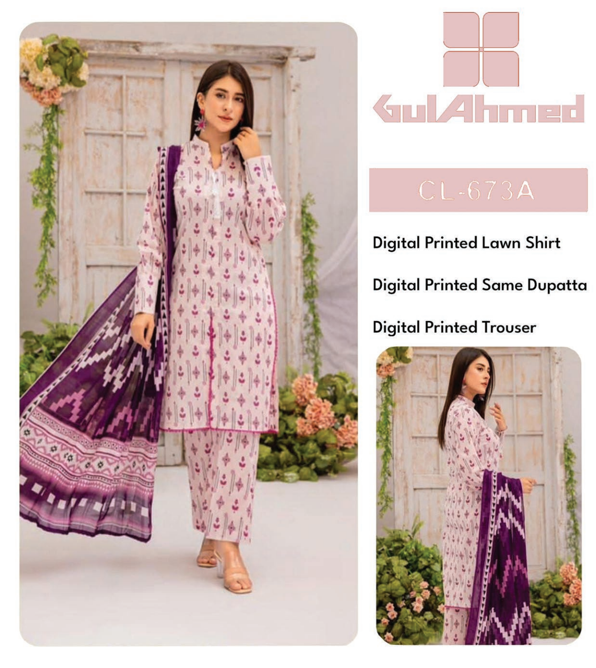 GulAhmed Lawn Printed 3PC In Wholesale Price