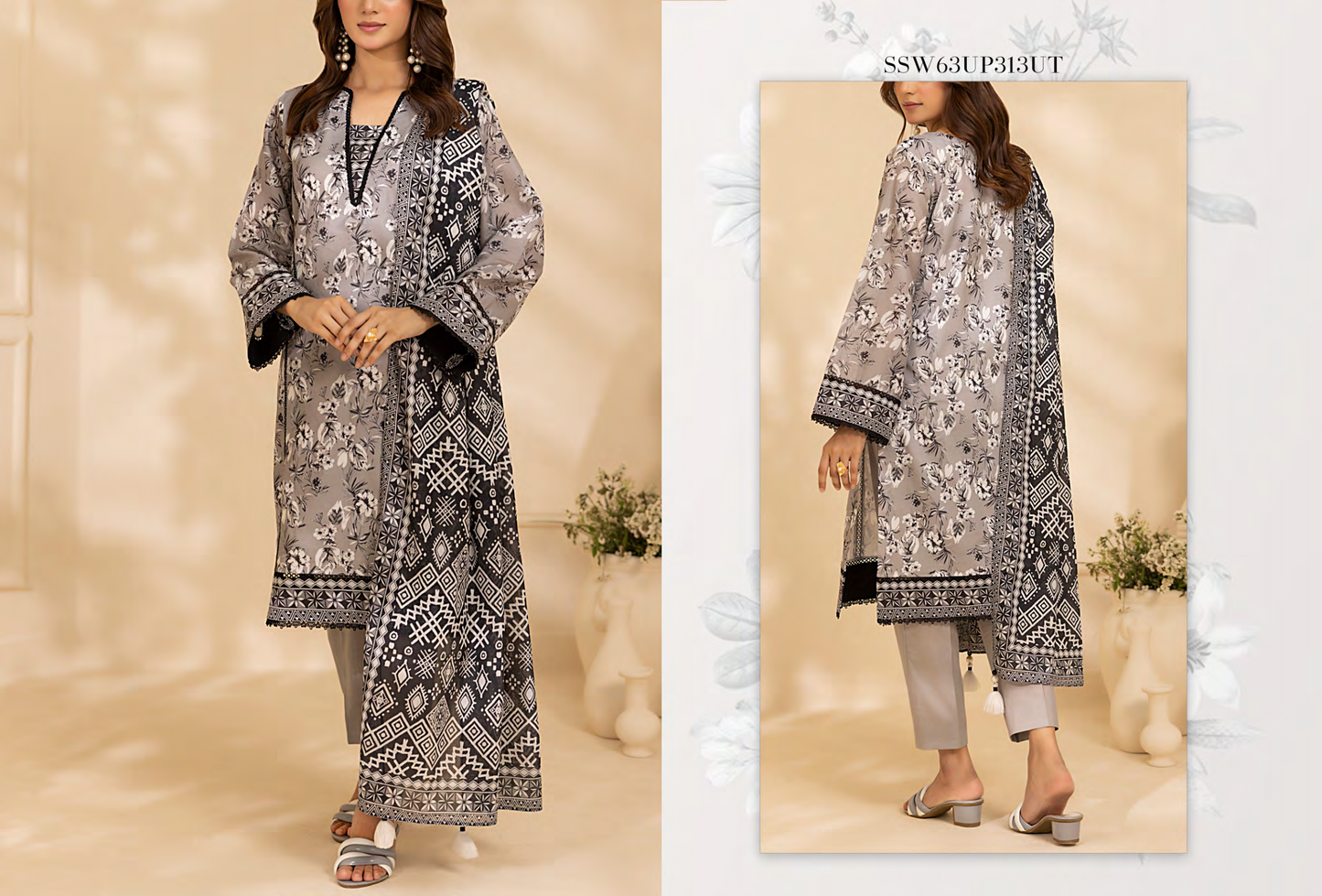 Salitex 100% Original Lawn ❤️ MONOCHROME B&W by SANA& SARA