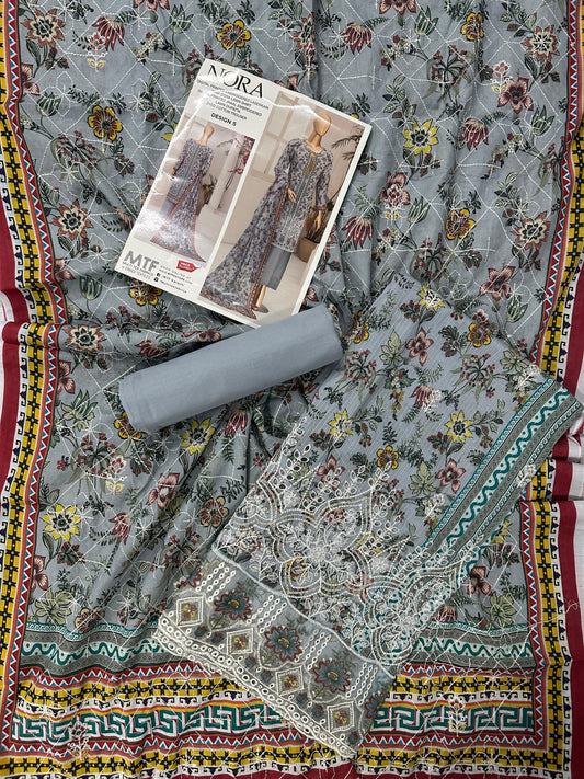 MTF Digital Printed Embroidered Lawn Collection 2026 Design No: 5