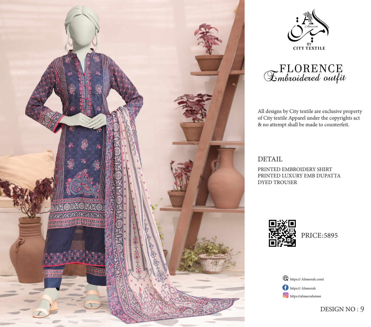 š§”š„ ALMEERAH FLORENCE Embroidery Cutwork Dupatta 3 Pieces š„ā¤ļø