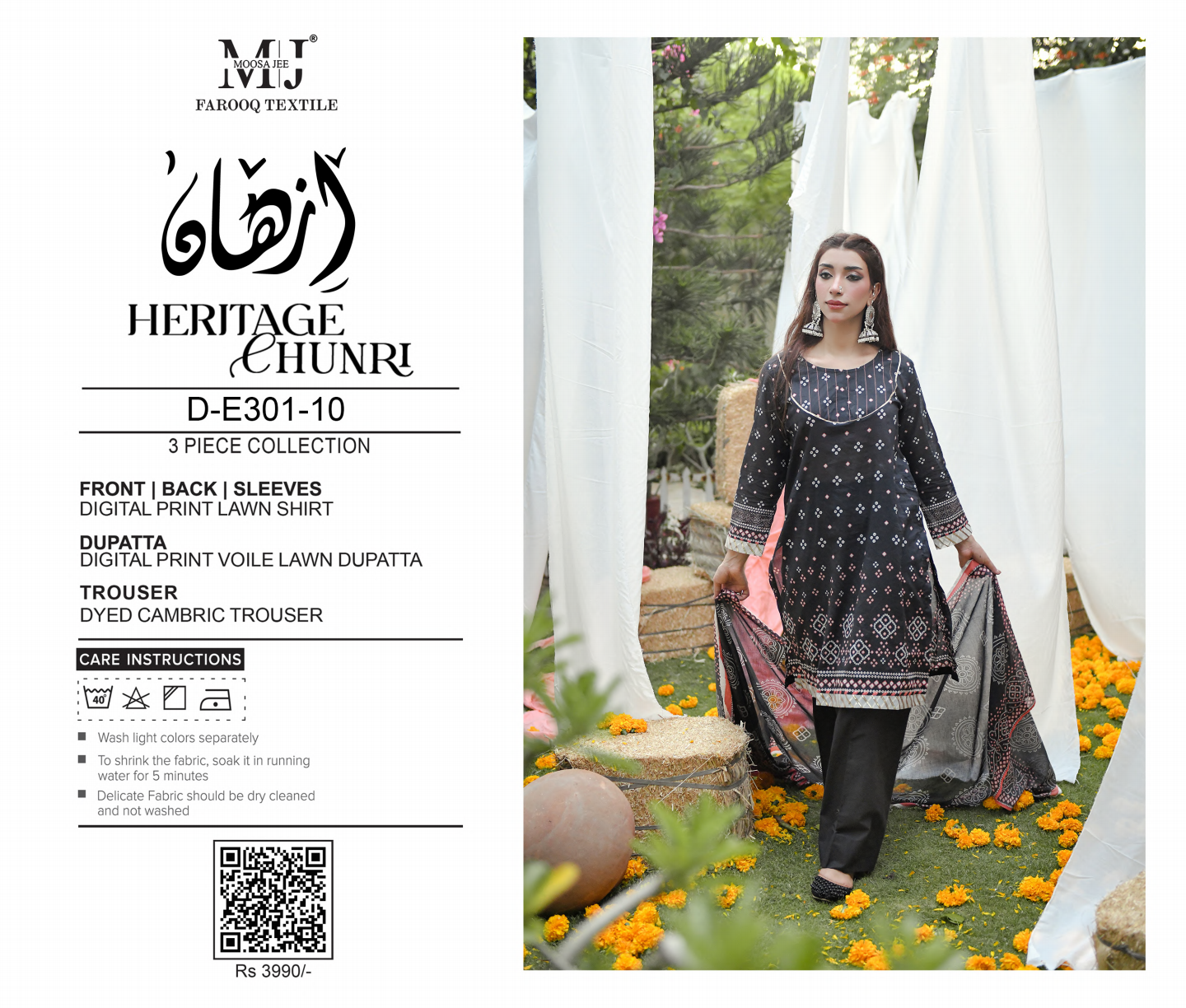 MoosaJee 100% Original Heritage Chunri Unstitched 3Ps๐๐ฅ