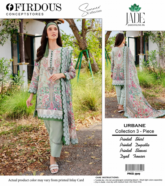 Firdous Jade Unstitched Lawn Copy 3P π₯