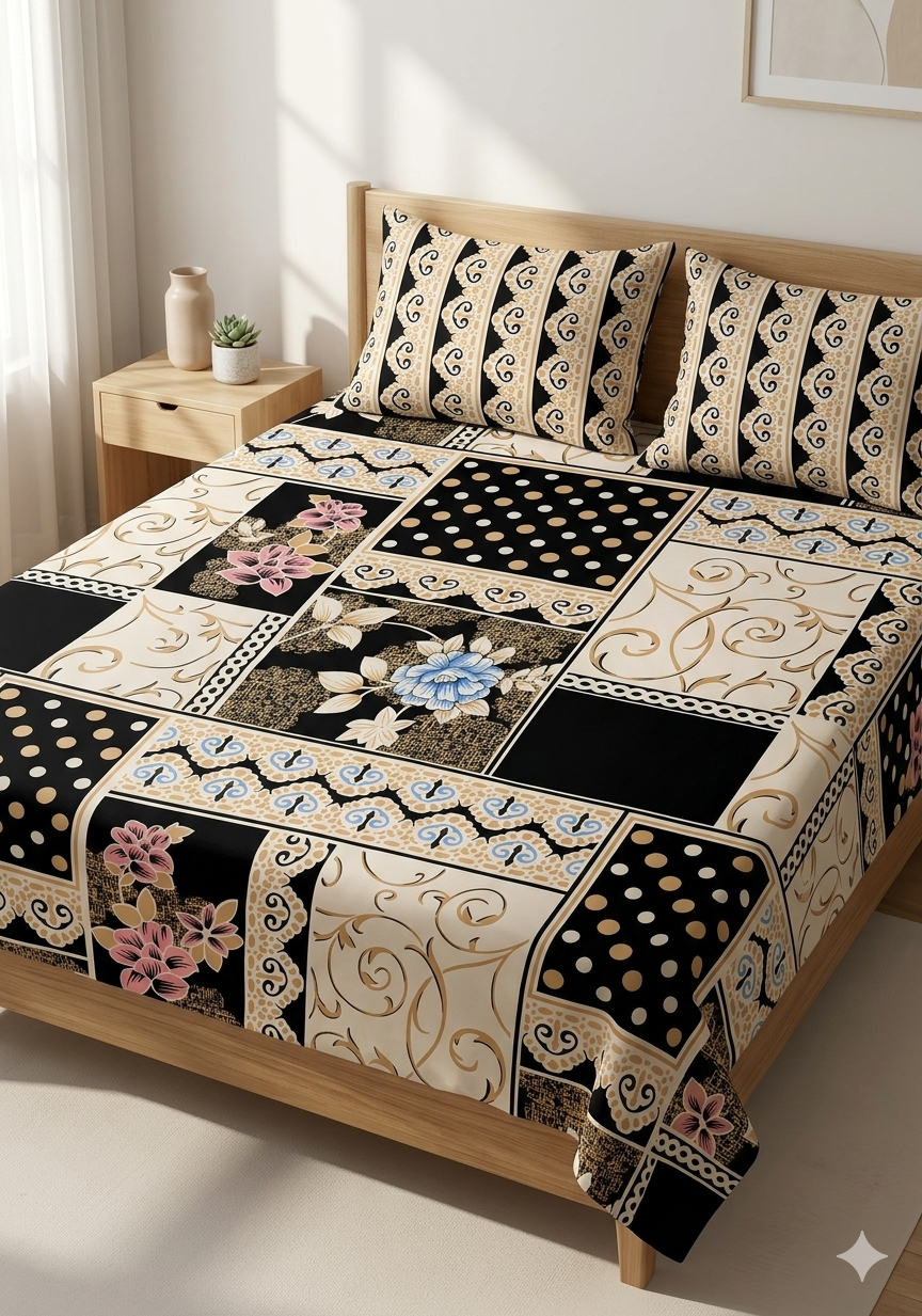 SALONIKA PURE COTTON BEDSHEETS Most Demanding Collection Full Printed King Size Bedsheets