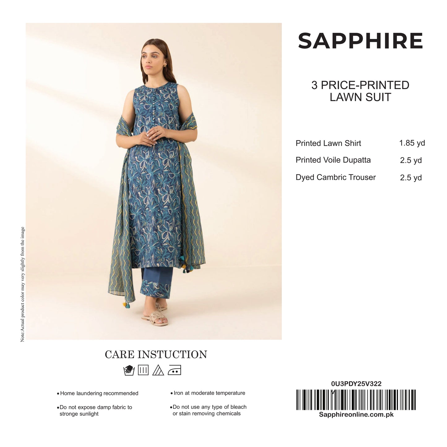 Sapphire Unstitched Lawn 3P