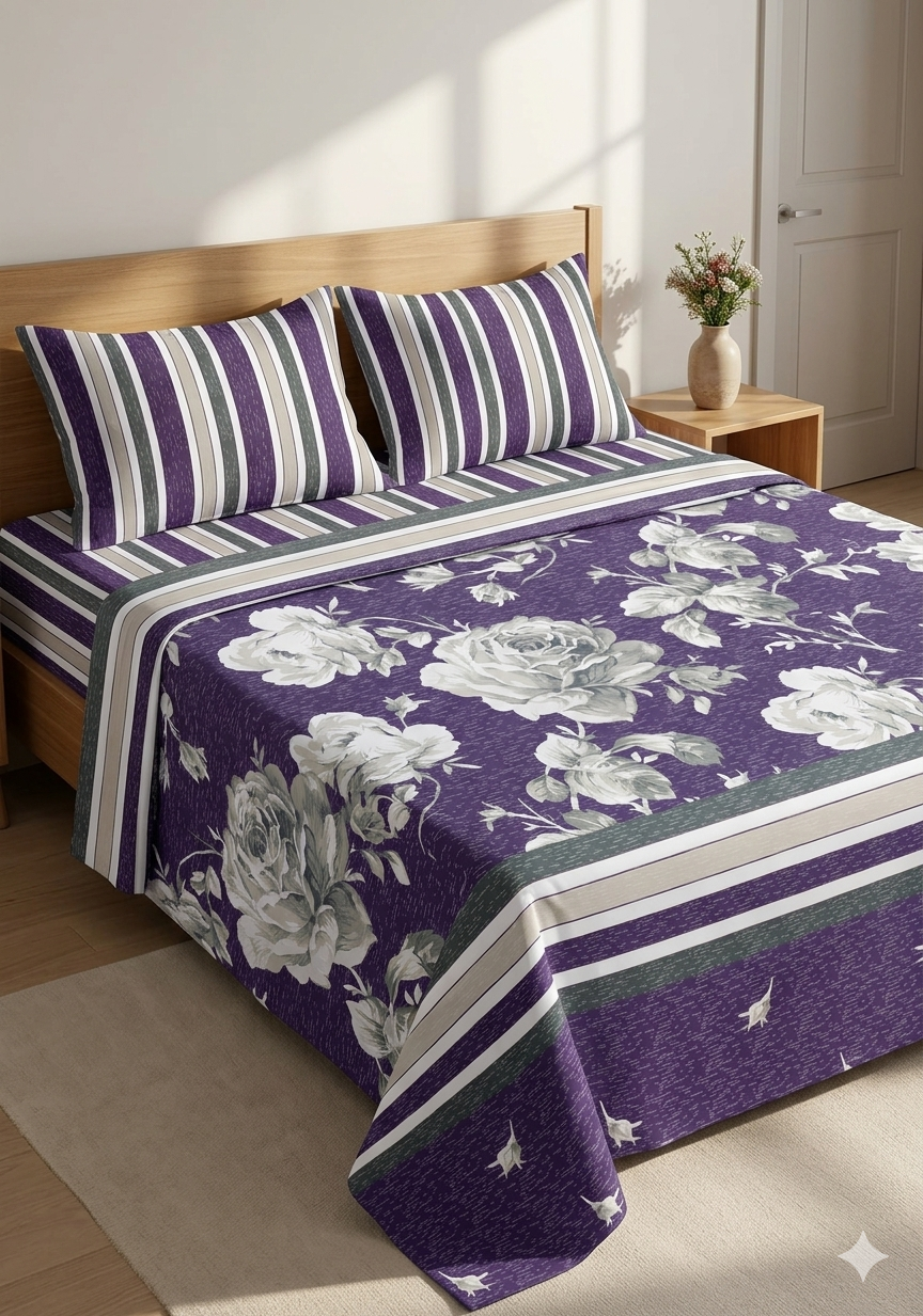 SALONIKA PURE COTTON BEDSHEETS Most Demanding Collection Full Printed King Size Bedsheets