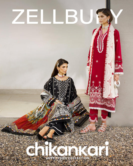 🌸✨ Zellbury Signature Unstitched Fancy Chikankari Luxury 3 Pieces ✨🌸