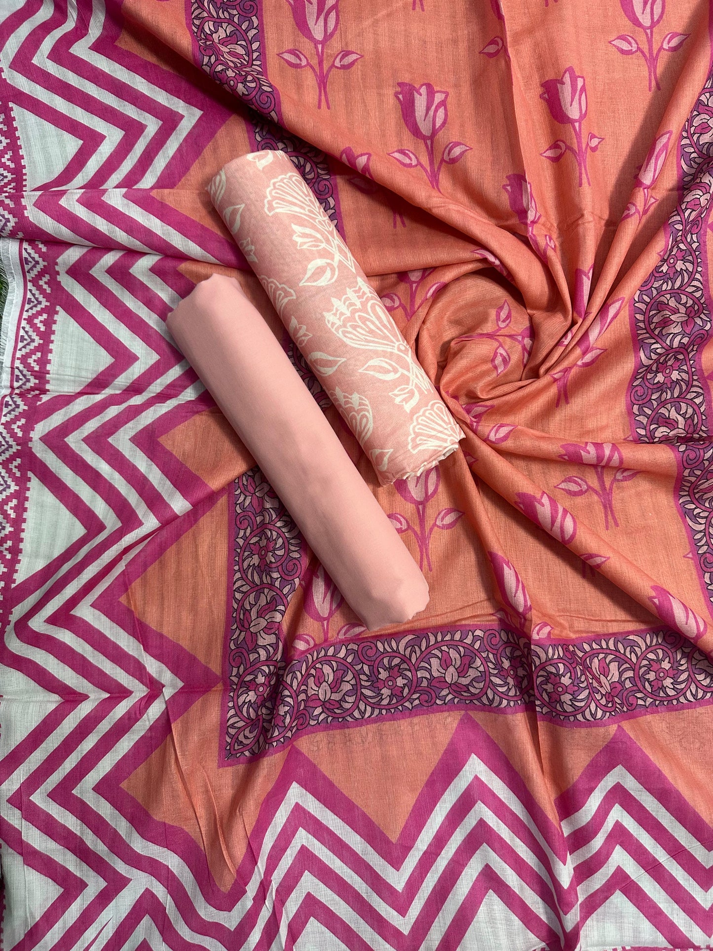 ZAMAN D-12 PRINTED UNSTITCHED 3PCS COLLECTION