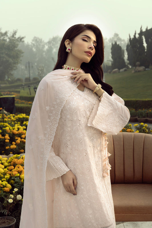 Lakhany Light Peach Eid Collection Unstitched ChikanKari 3 Piece ๐ฅ