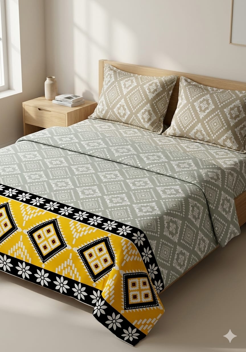 SALONIKA PURE COTTON BEDSHEETS Most Demanding Collection Full Printed King Size Bedsheets