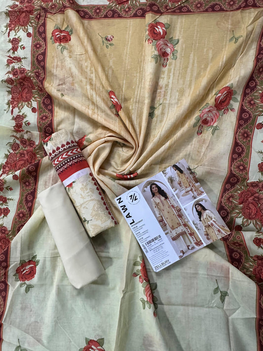 Zellbury (D.C:- WUS26X38057) Unstitched 3pcs Lawn Collection