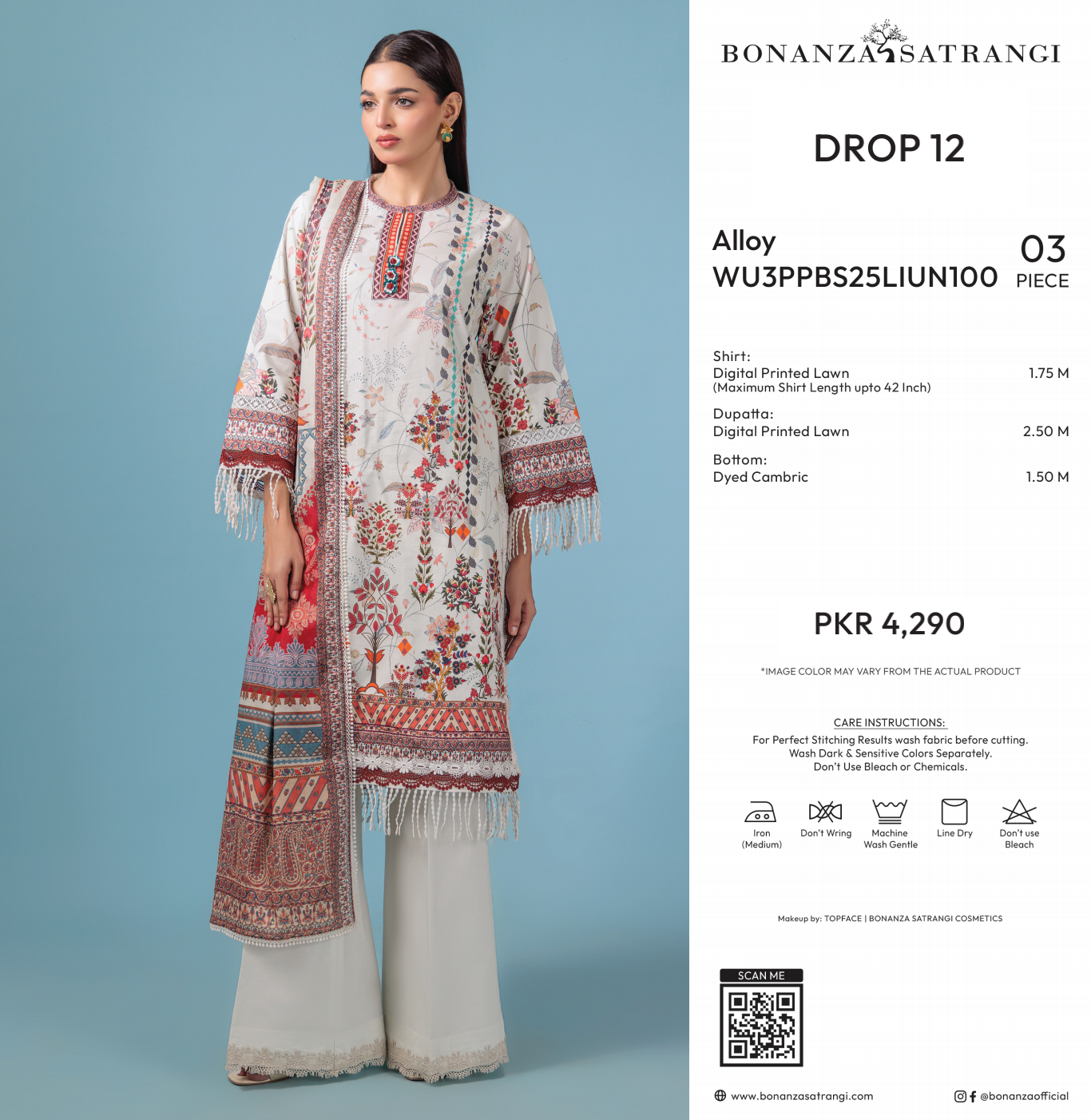Bonanza Satrangi Unstitched Alloy - 3 Pc (WU3PPBS25LIUN100)