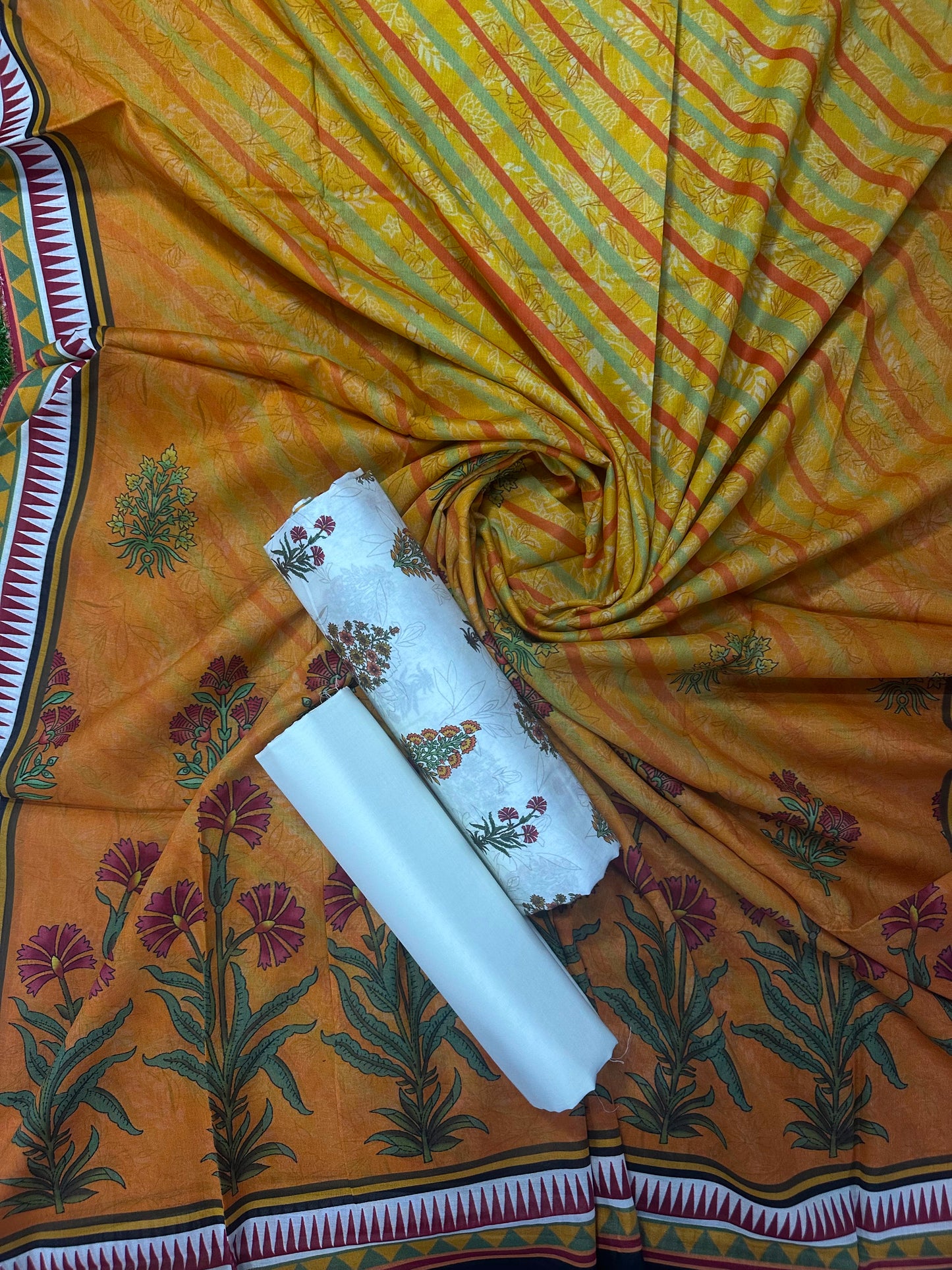 SAHARA WHITE-YELLOW PRINTED 3PCS