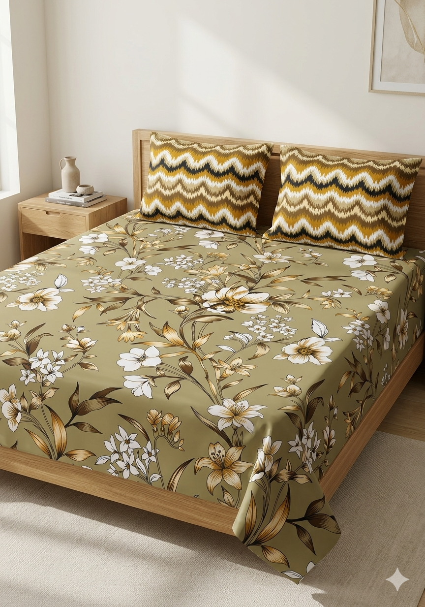 SALONIKA PURE COTTON BEDSHEETS Most Demanding Collection Full Printed King Size Bedsheets