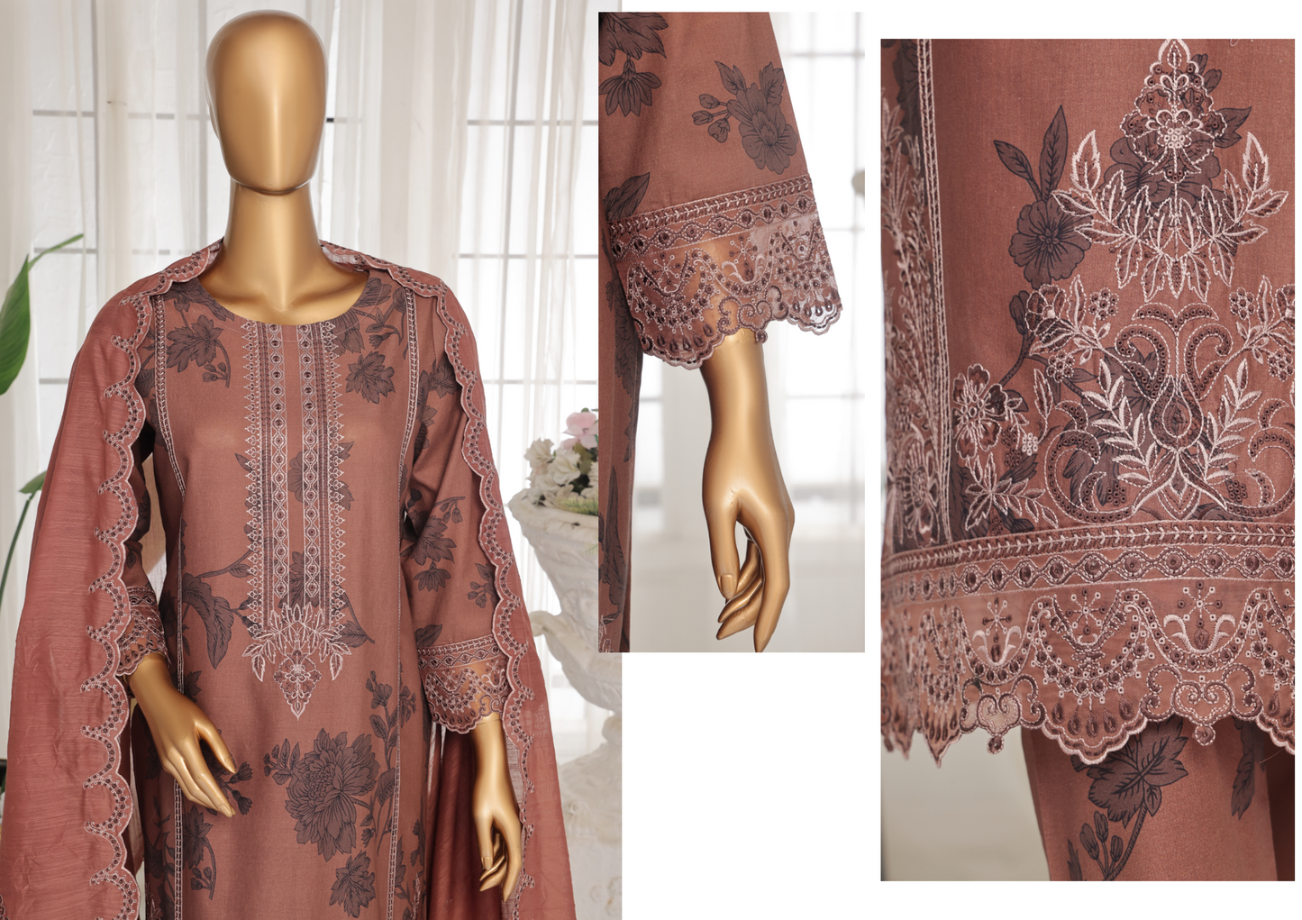 Aifa Daisy ChikanKari Unstitched 3 PIECE πβ