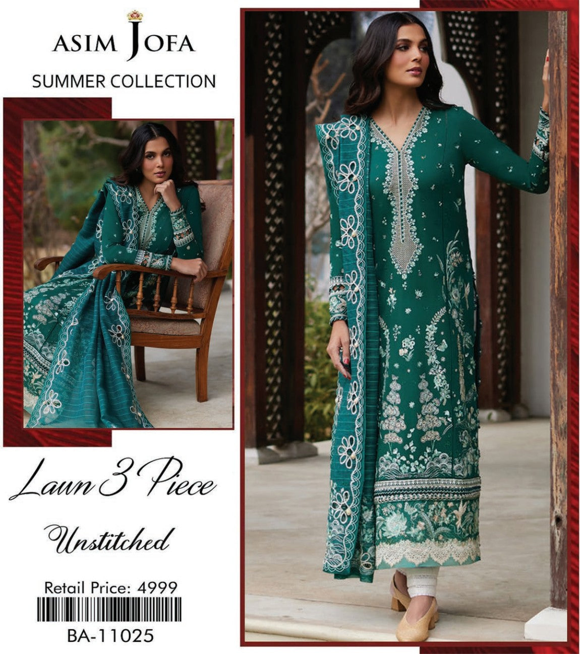 Asim Jofa Lawn Printed 3PC In Wholesale Price