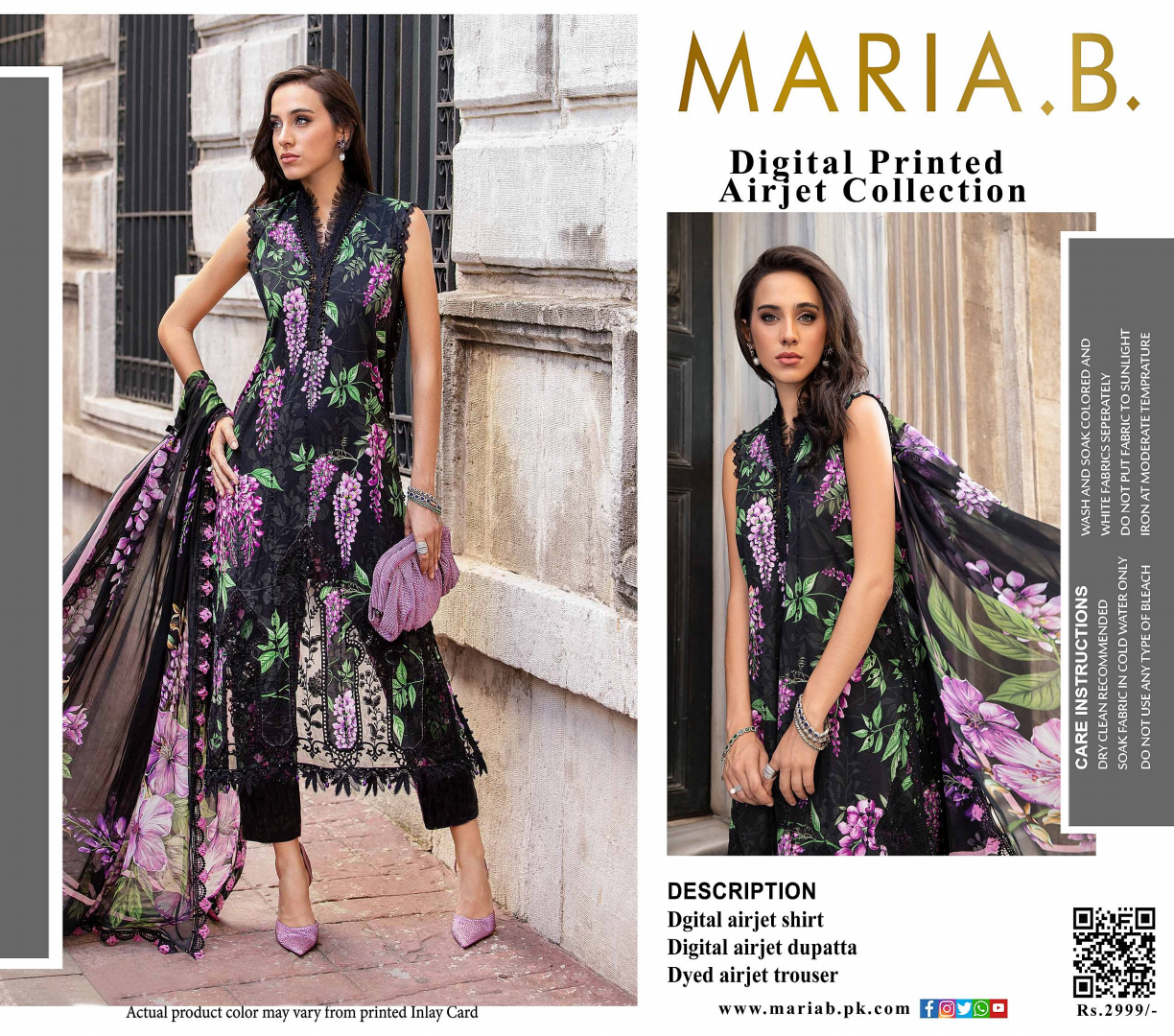 Maria.B Unstitched Printed 3PCs